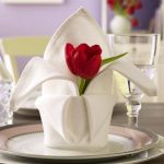 table setting with origami napkins