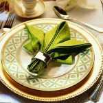 table setting with origami napkins photo design