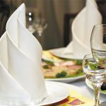 table setting with origami napkins photo decoration