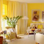 اللون الأصفر في غرفة المعيشة الداخلية