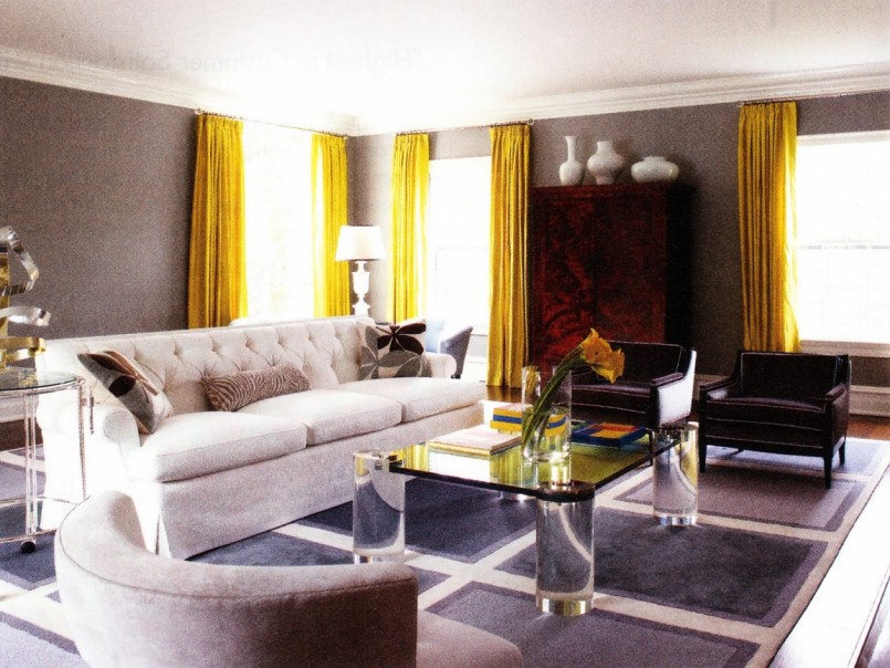 curtains to gray wallpaper interior design