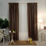 Brown curtains in the classic interior