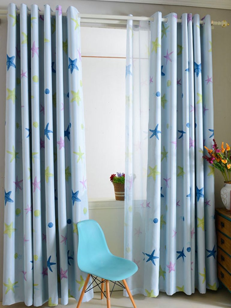 Light curtains with mounting on the grommet in the nursery