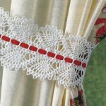 Red stripe on white lace