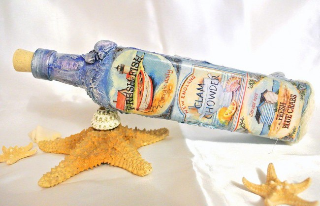 decoupage bottles DIY design photos