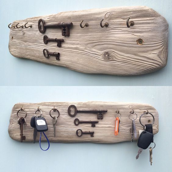 drewniany wieszak na klucze