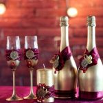 dekoracja butelek szampana na projekt ślubu