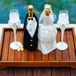 dekoration av champagneflaskor för bröllopsfoto idéer