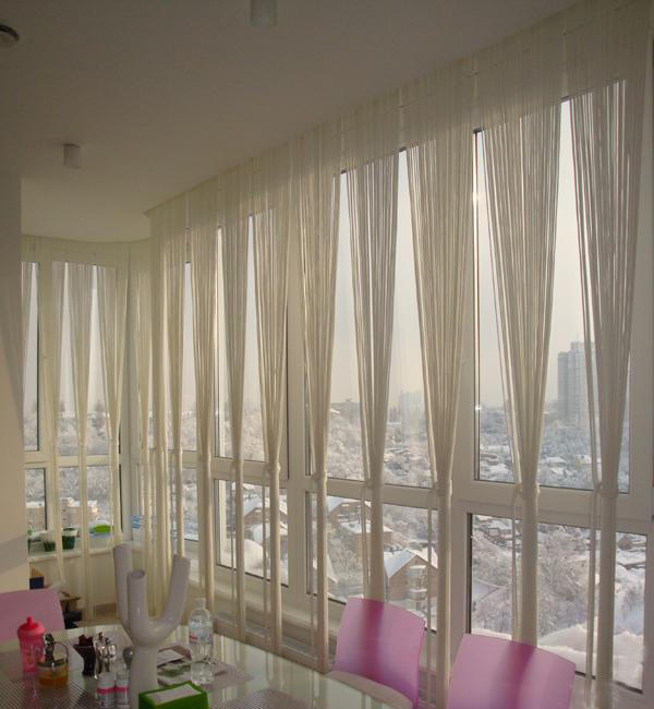 záclony pro panoramatické nápady interiérů oken