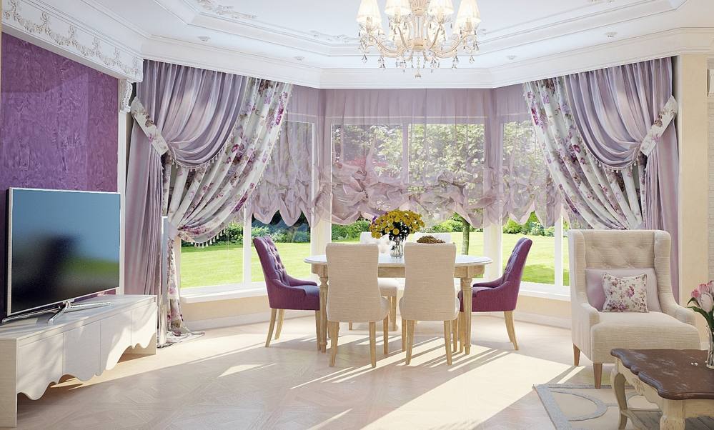 curtains and tulle in the living room