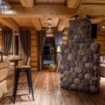 gordijnen in een houten huis ontwerp