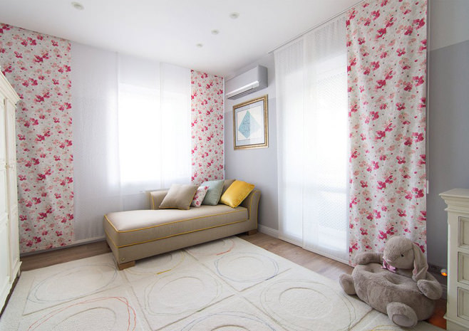 curtains in the room of the girl teen photo decoration