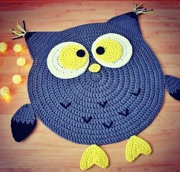 knitted owl rug gawin ito sa iyong sarili