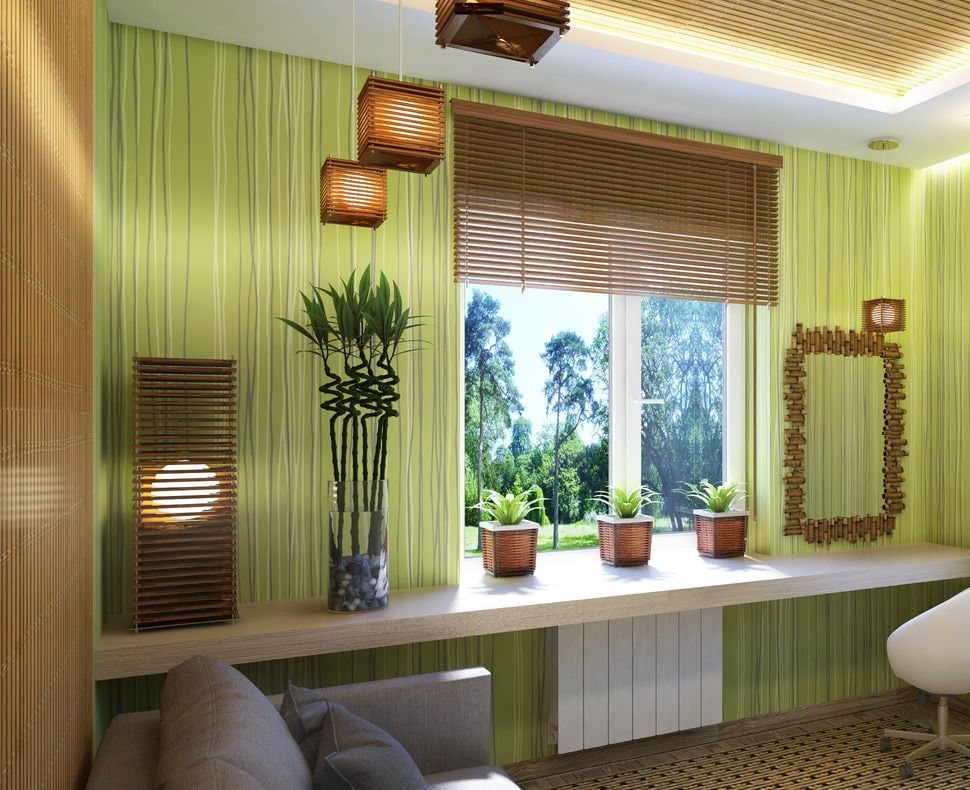 bambusové záclony interiér fotografie