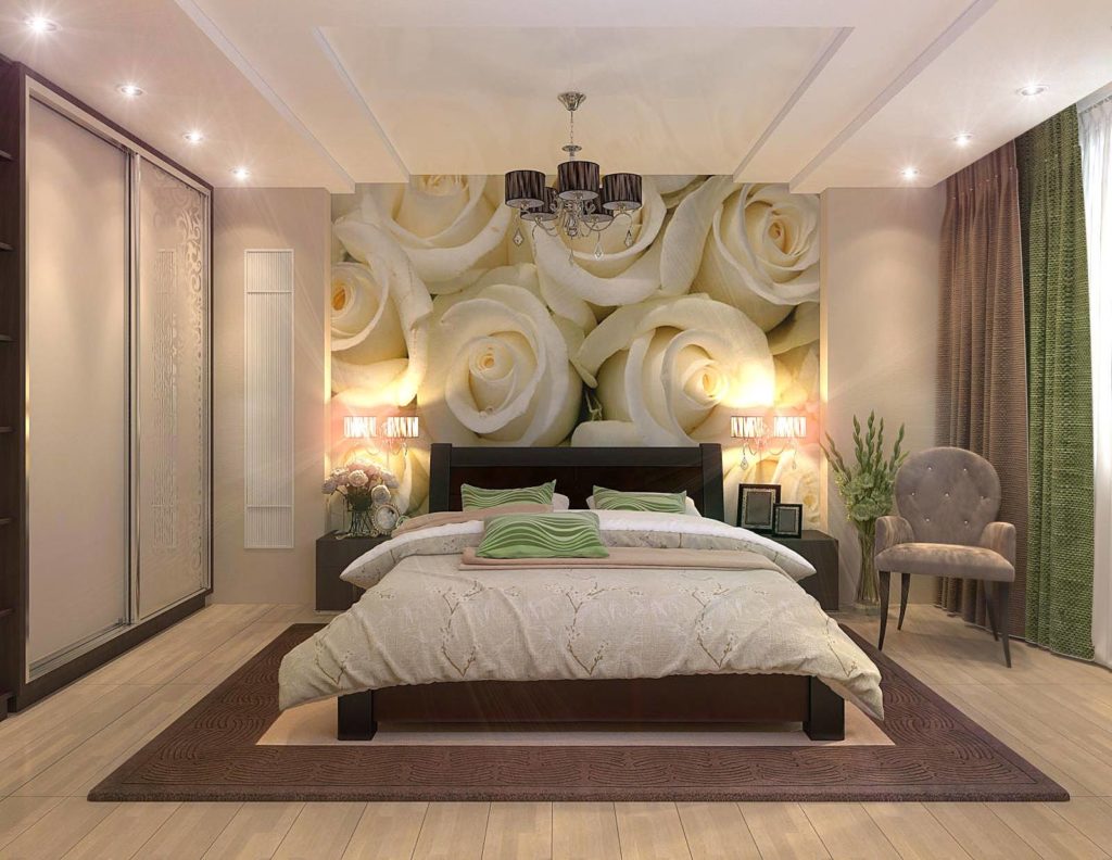 design della camera da letto con tende