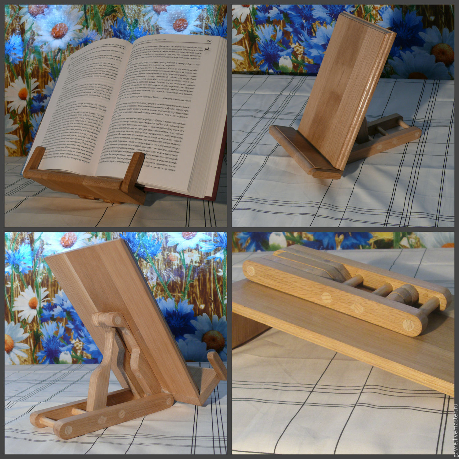 uchwyt na książki drewniane