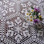 crocheted tablecloth wildflowers