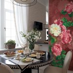 kitchen tulle with photo wallpaper