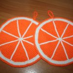 crocheted pot holders oranges