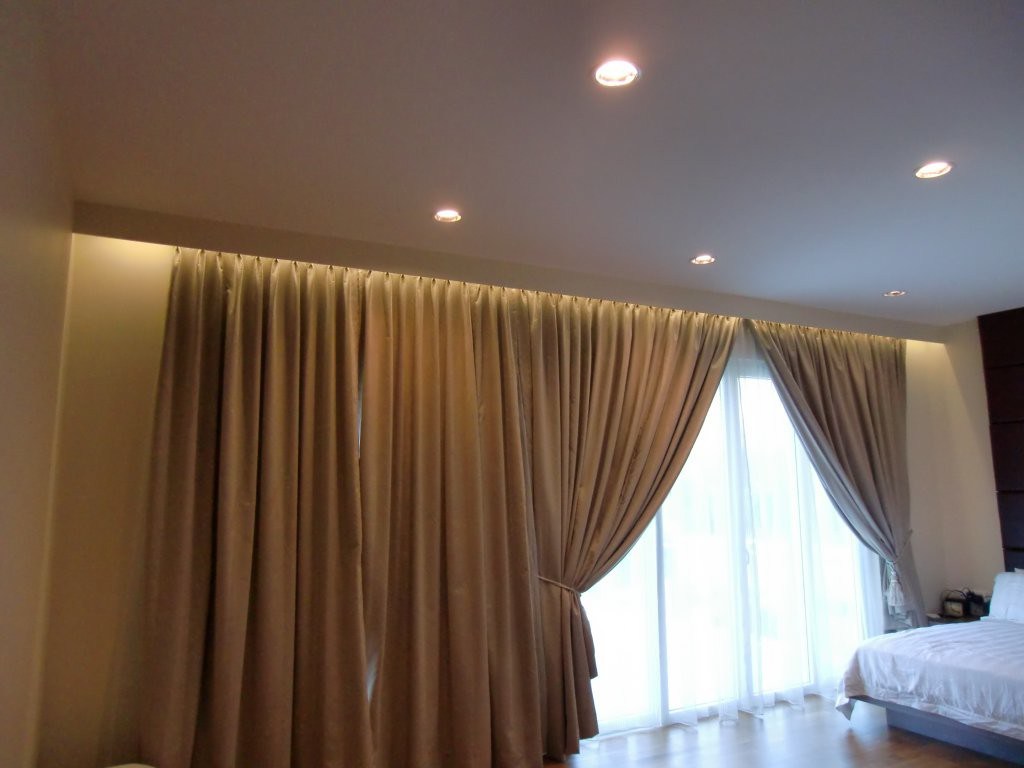 niche for curtains in the stretch ceiling lighting