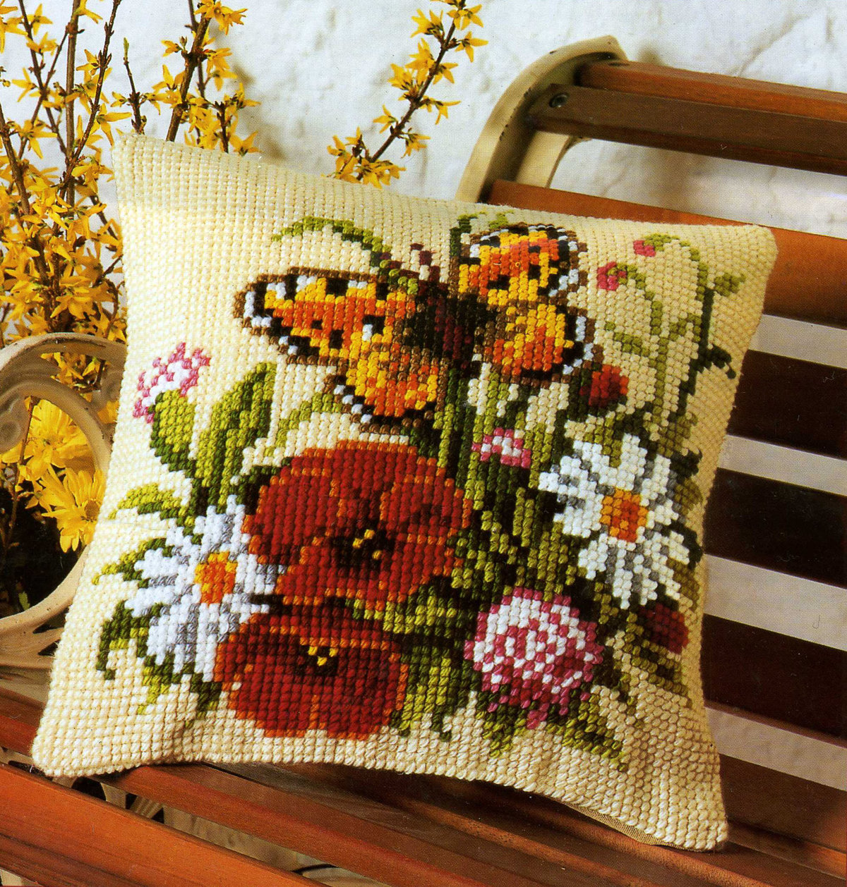 cross flower pillow