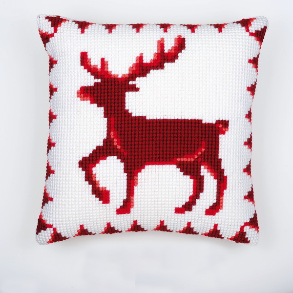 red deer pillow in white