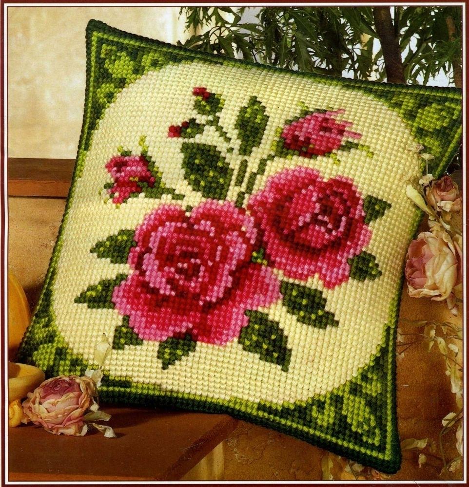 pillow cross rose