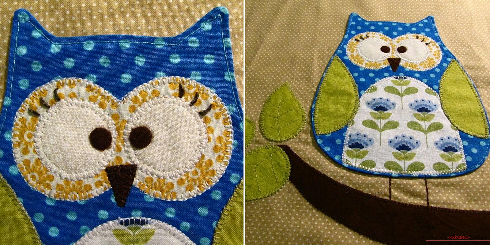 owl pillow na may applique