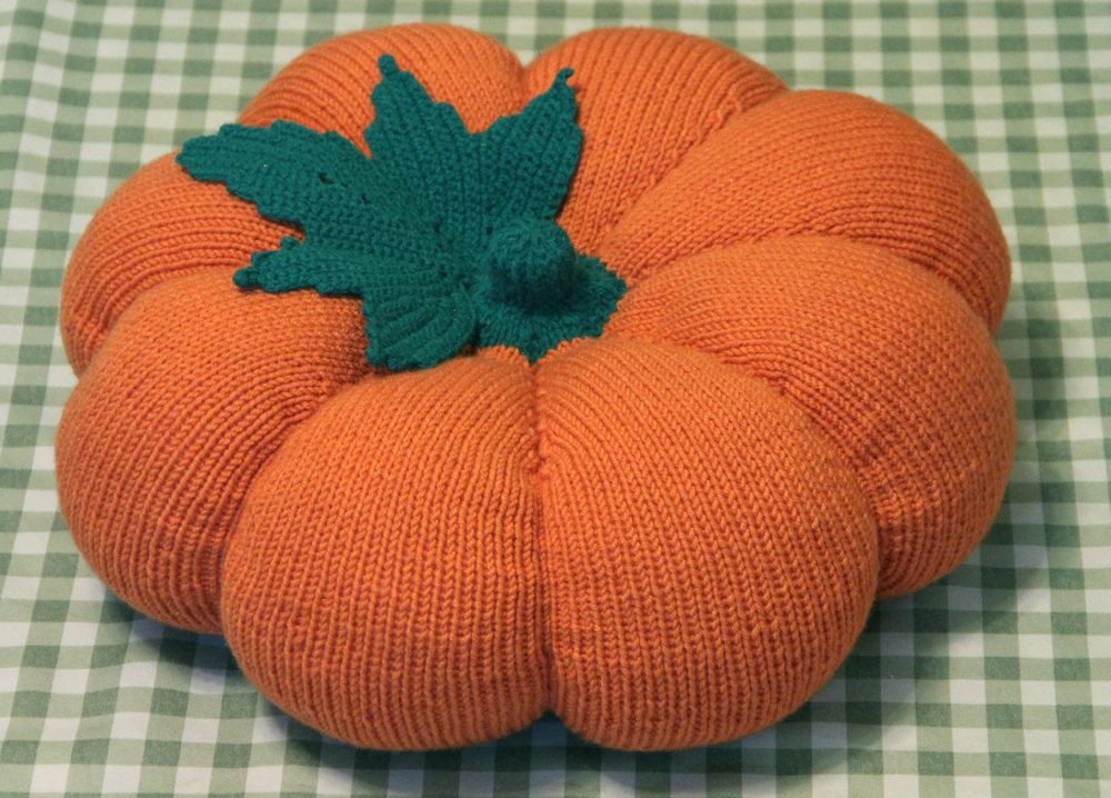 pillow knitted pumpkin photo