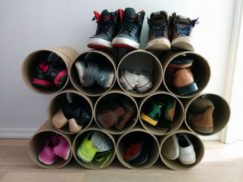 pomysły na stojaki na buty z tub