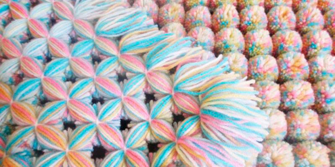 colorful plaid of pompons
