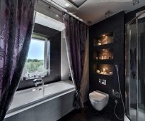 textilní koupelna záclony myšlenky interiér