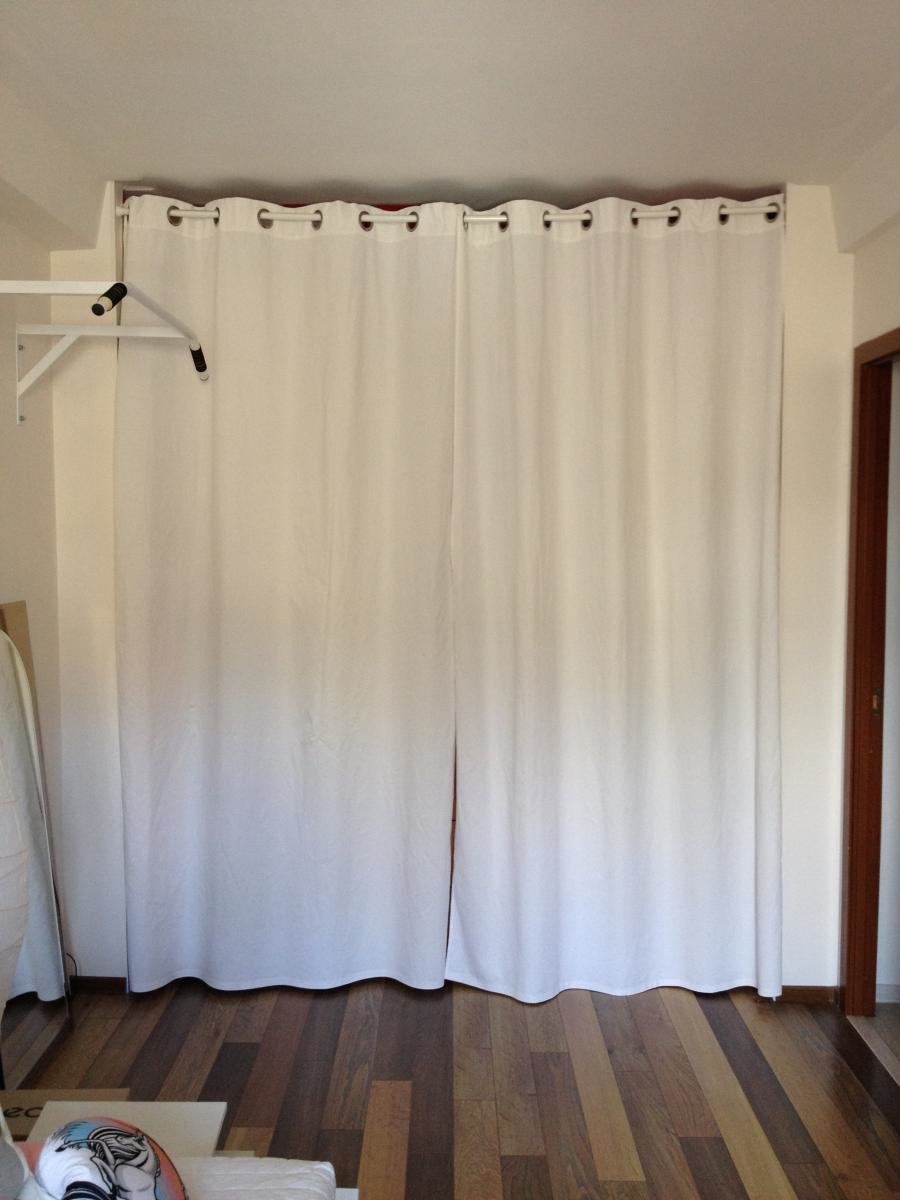 curtains in the dressing room on the grommet