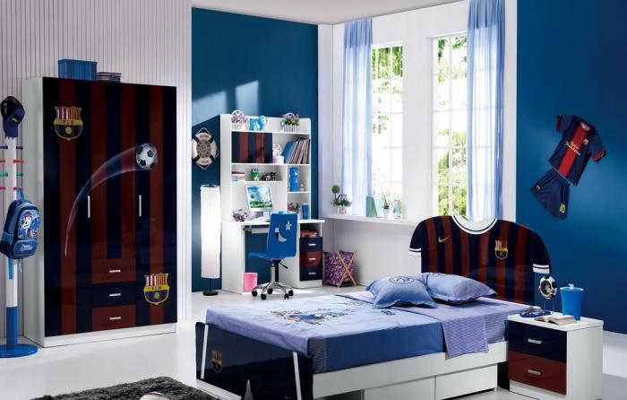 curtains in the room of a teenager boy interior photo