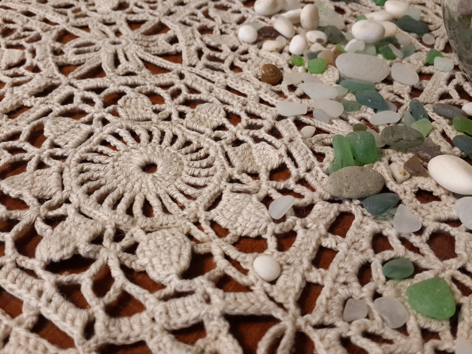 crocheted tablecloth decor photos