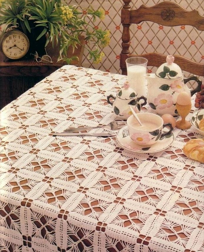 crocheted tablecloth photo