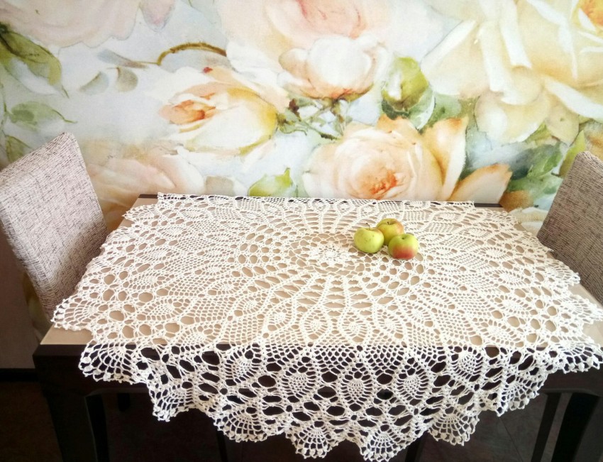crocheted tablecloth design photos