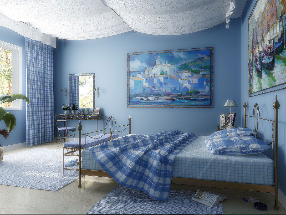 yatak odası dekorasyonu için perde ve yatak örtüleri seti