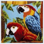 cross-stitch embroidery parrots